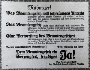 Pro-Inserat Beamtengesetz